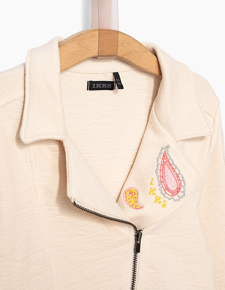 Girls' light beige biker-style cardigan-5