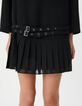 Robe courte noire pliss&eacute;e avec ceinture &agrave; &oelig;illets Femme-4