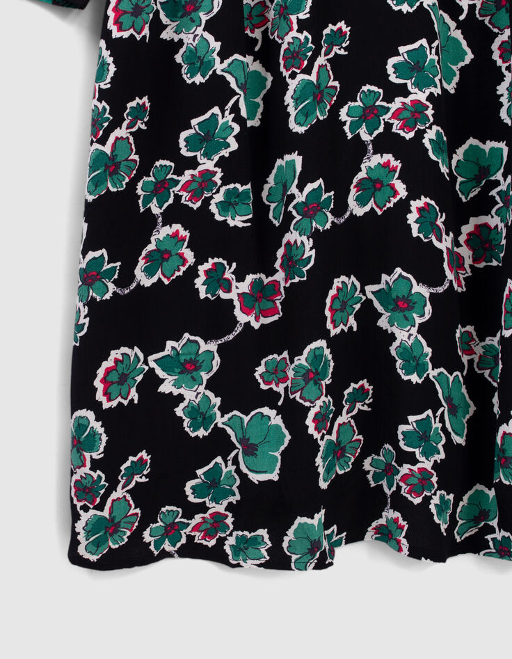 Robe noire imprimé maxi floral à col clouté Femme-4 Robe noire imprimé maxi floral à col clouté Femme-4