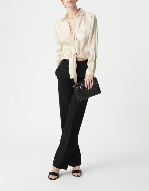 Dameshemd met beige goudlam&eacute; stropdas - IKKS
