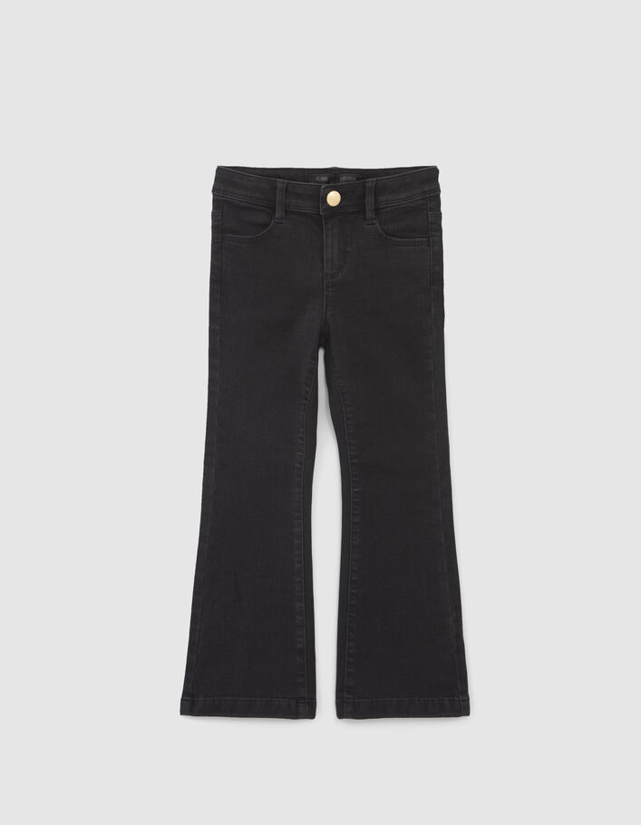 Mädchen-FLARE-Jeans schwarz, Kaschmir-Schleifenprintmotiv -2