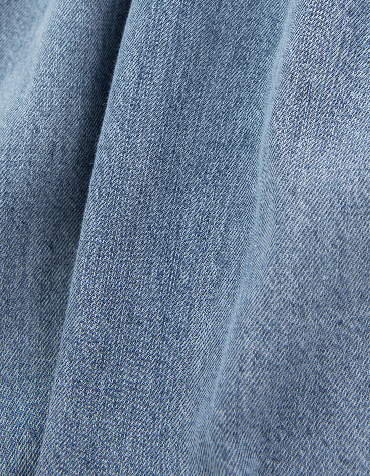 Blaues Mädchenjeanskleid mit Rüschen-10