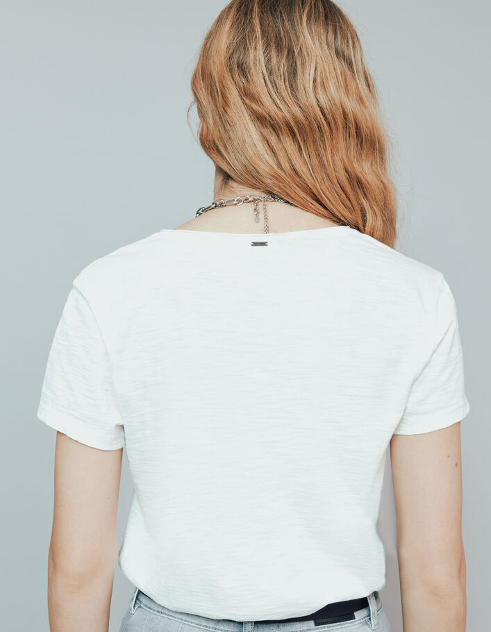 Camiseta crudo algodón flameado mensaje mujer-3