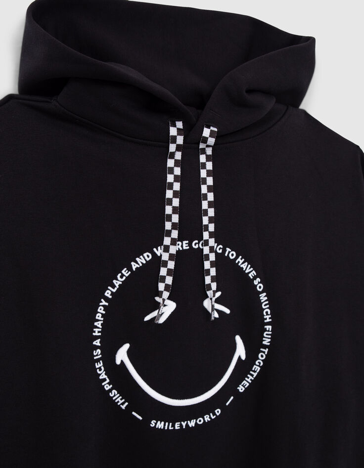 Girls’ black hoodie with white embroidered SMILEYWORLD image-2