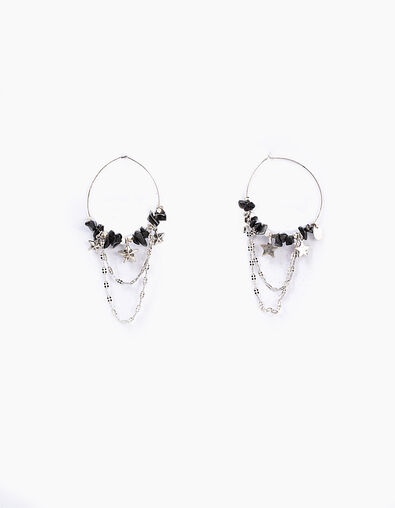 Women’s black bead and lightning hoop earrings - IKKS