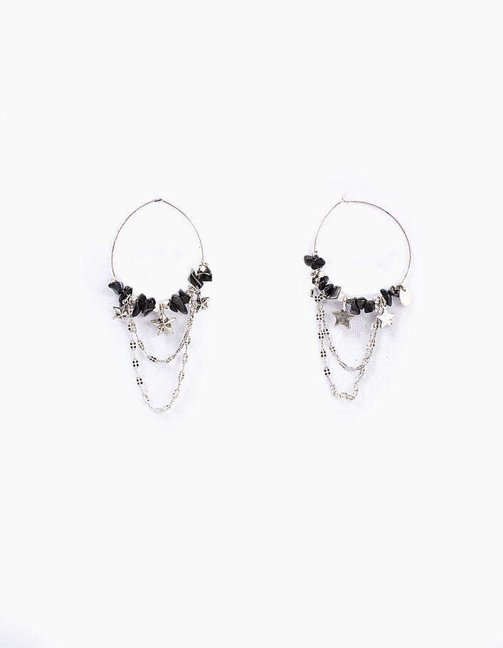 Women’s black bead and lightning hoop earrings - IKKS