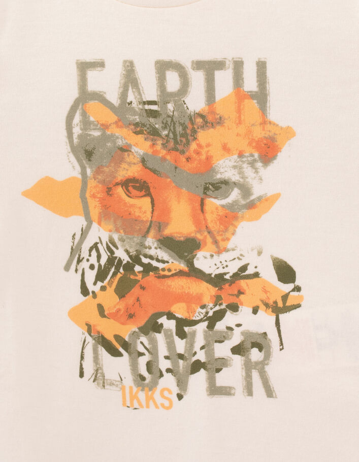 Baby boys’ ecru leopard image organic cotton T-shirt - IKKS