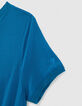 Robe midi en cupro viscose bleu ouverture dos femme-2