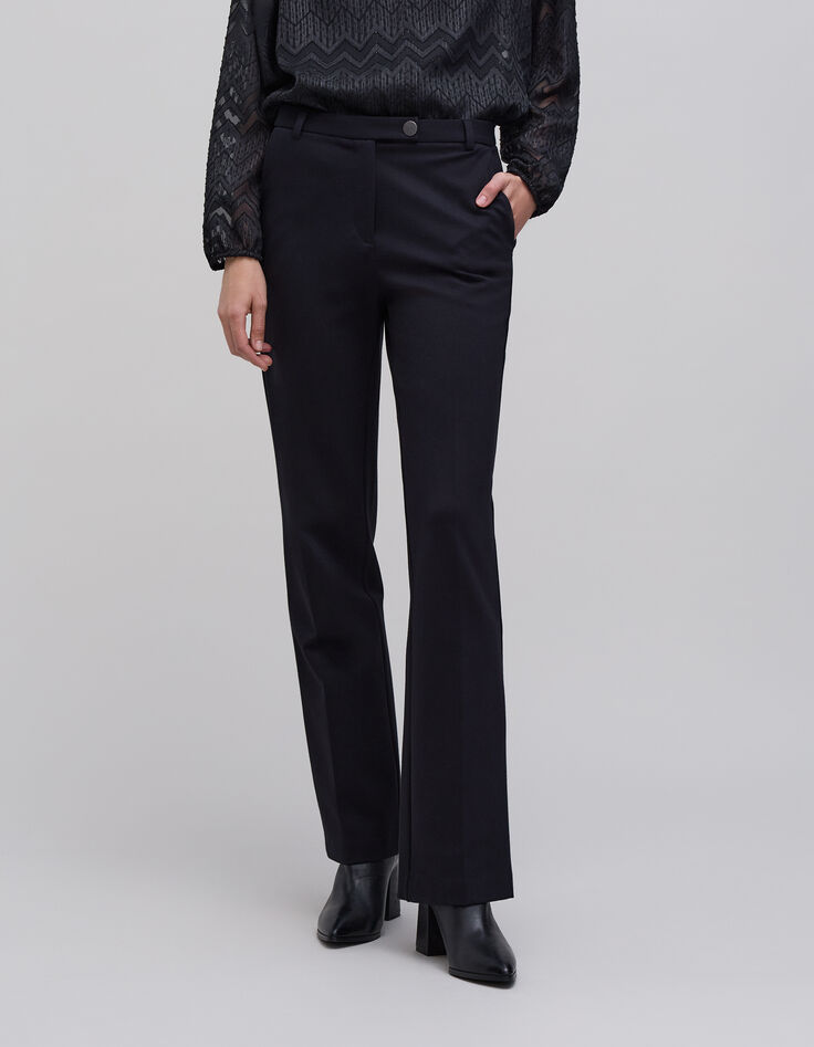 Schwarze Damen-Strickanzughose gerader Schnitt-2