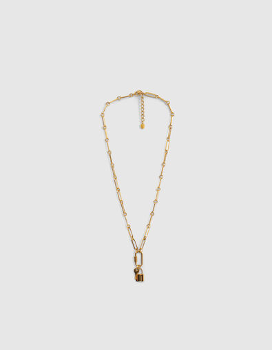 Collier grosse maille doré mousqueton et charms femme - IKKS