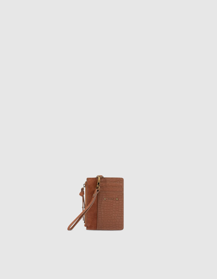 Women’s mahogany leather cargo card holder - IKKS