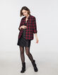 Chemise à carreaux métallisés en coton col bijoux femme-6