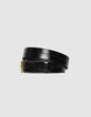Ceinture noire cuir boucle métal jaune Femme-3