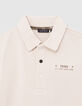 Polo beige coton bio brodé poitrine garçon-4