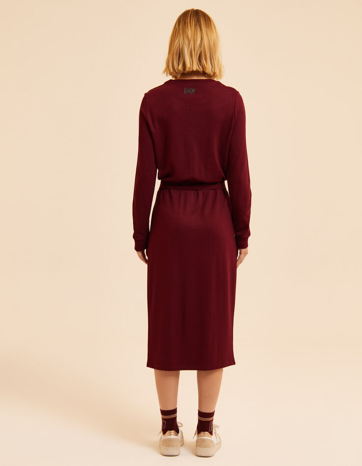 Robe longue bordeaux molleton monogramme I.Code-4