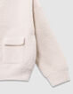 Beige gebreid donzig vest met knopen meisjes-4