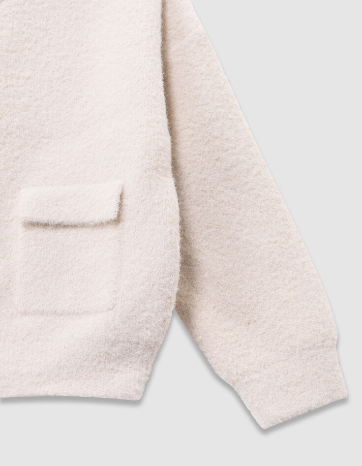 Beige gebreid donzig vest met knopen meisjes-4