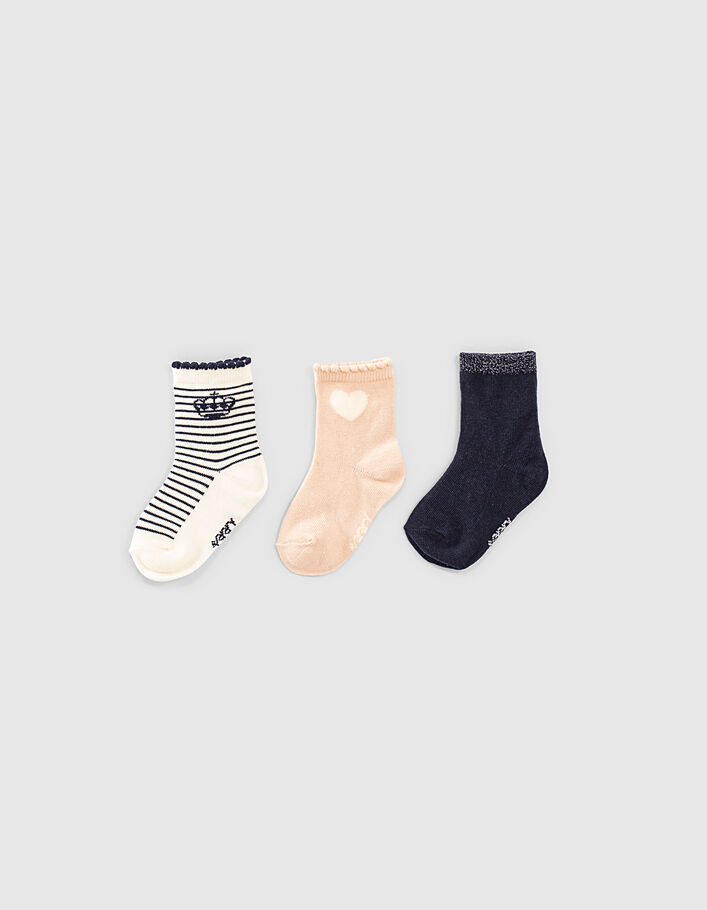 Socken, Marineblau, Weiß gestreift und Rosa, für Babymädchen  - IKKS