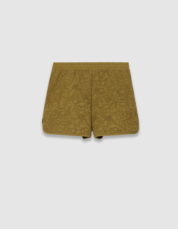 Shorts caqui acolchado bordados mujer-5 Shorts caqui acolchado bordados mujer-5
