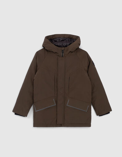 Boys’ bronze hooded parka with seamed flaps - IKKS