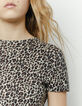 Damen-T-Shirt im Leo-Print aus Viscose und Leinen-4