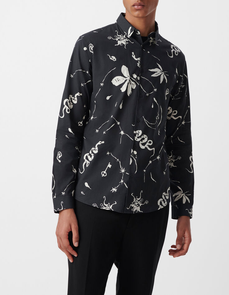 Men&rsquo;s black REGULAR shirt with star print-2