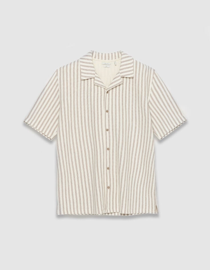 Kurz&auml;rmeliges beige gestreiftes Hemd f&uuml;r Herren-6