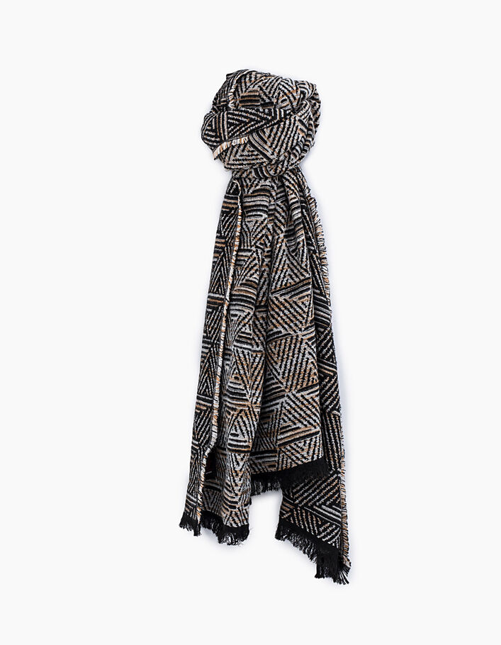 Zwarte sjaal met grafische jacquard I.Code - IKKS