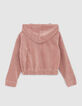 Puderrosa M&auml;dchenjacke aus geripptem Velours-3