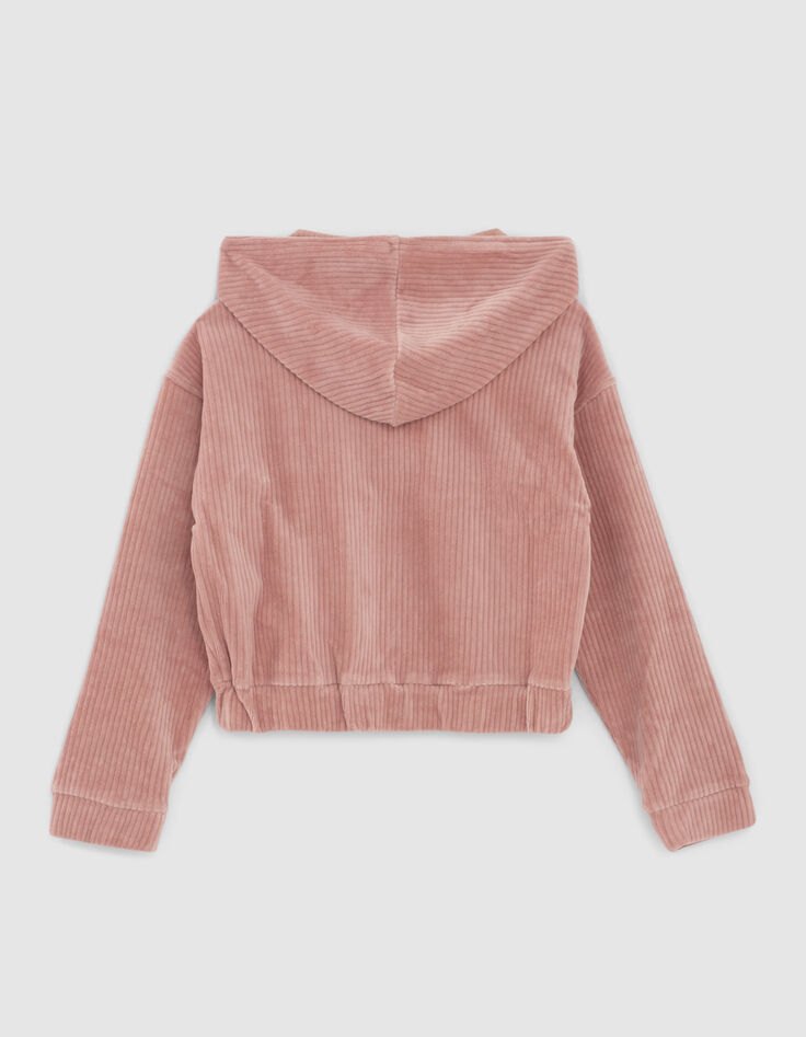 Puderrosa M&auml;dchenjacke aus geripptem Velours-3