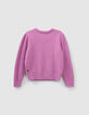 Girls’ dark pink knit sweater with embroidery-3