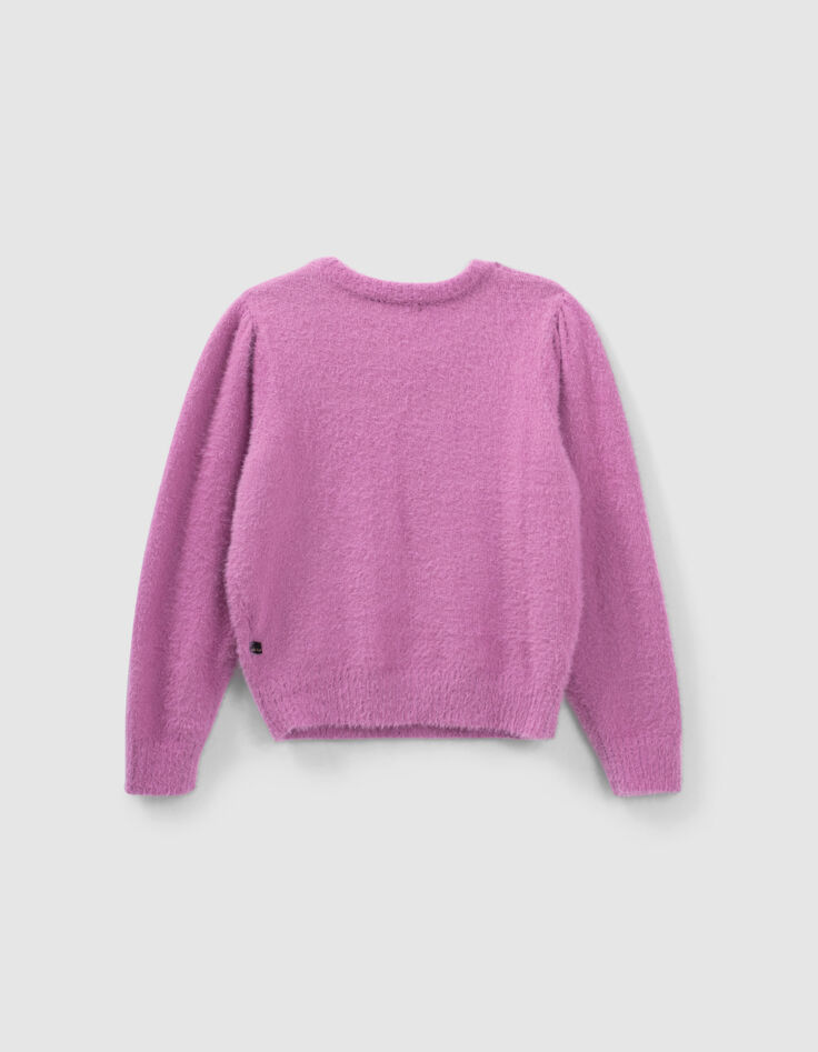 Girls’ dark pink knit sweater with embroidery-3