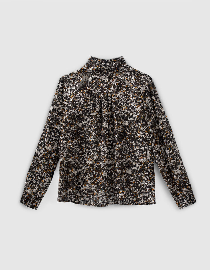 Pure Edition-Women’s black tachist rock dévoré blouse-7