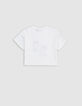 Weißes Mädchen-T-Shirt, Sandalen mit Stickerei-5
