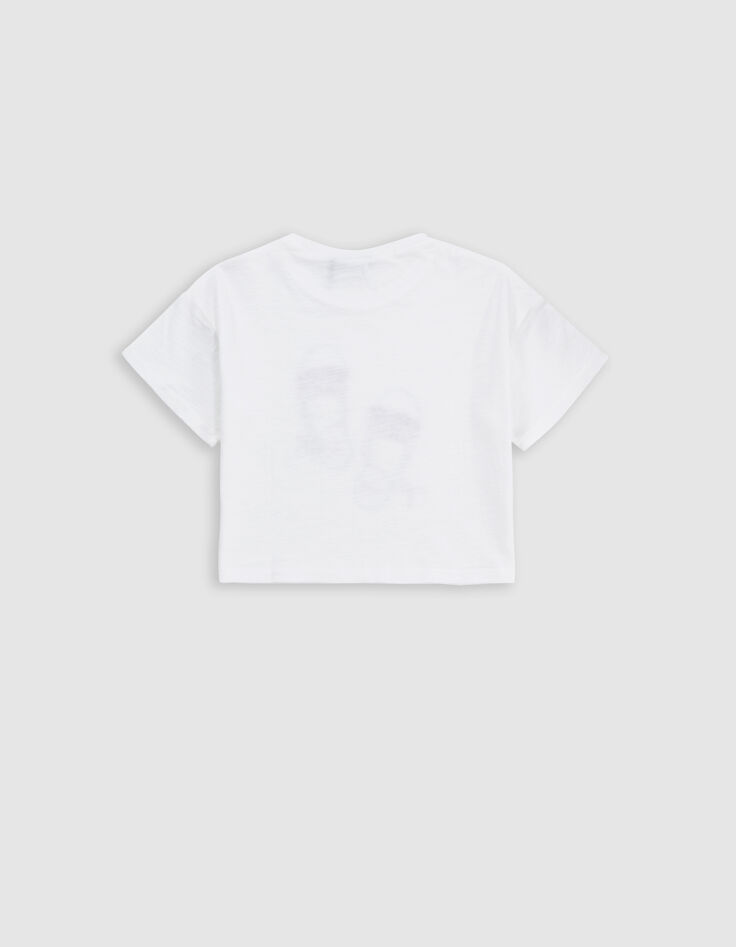 Weißes Mädchen-T-Shirt, Sandalen mit Stickerei-5