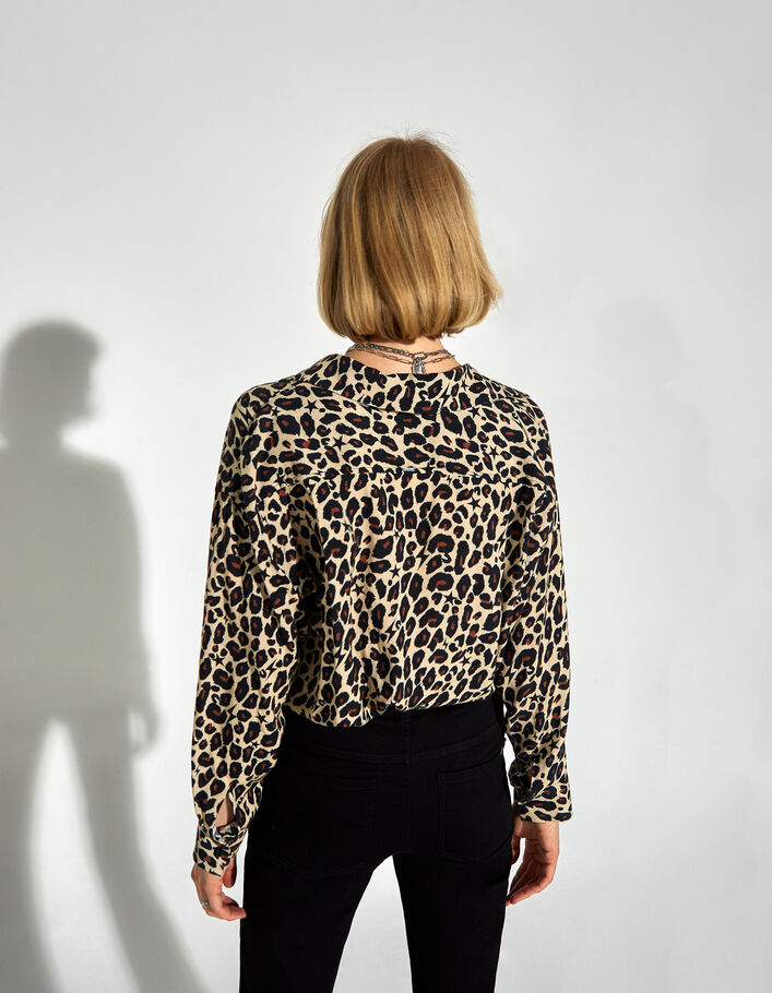 Women's leopard and star print viscose oversize shirt  - IKKS