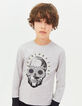 Boys’ medium grey Halloween skull T-shirt -3