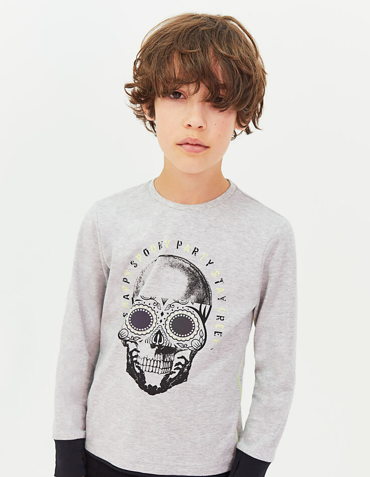 Boys’ medium grey Halloween skull T-shirt -3 Boys’ medium grey Halloween skull T-shirt -3
