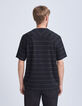 Men’s black t-shirt with ecru stripes-3