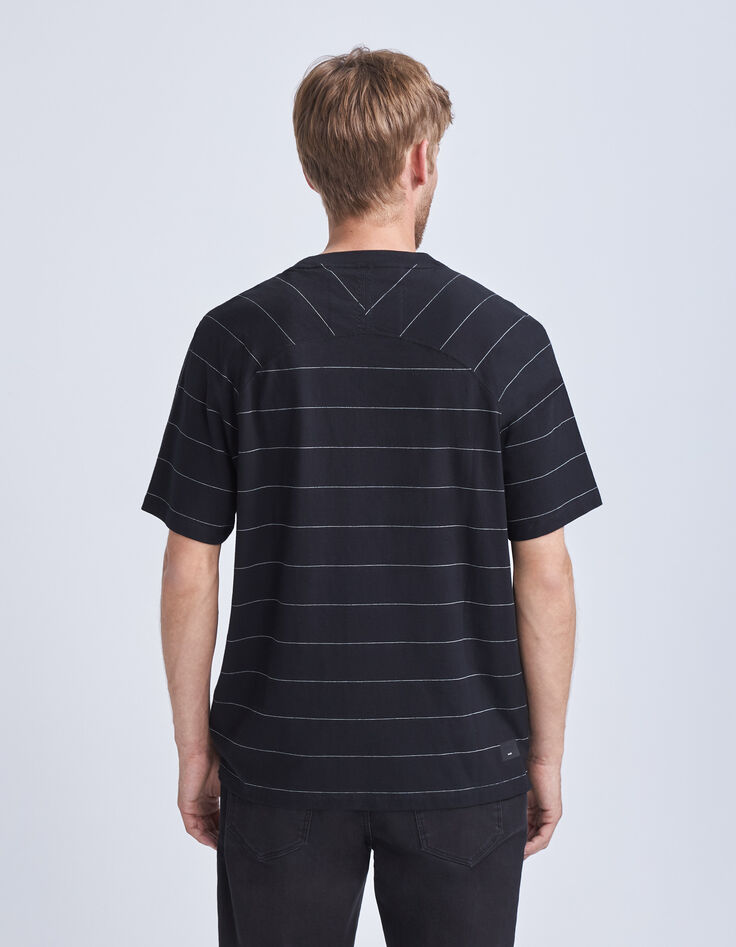 Men’s black t-shirt with ecru stripes-3