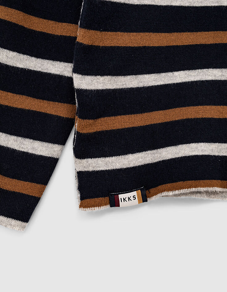 Omkeerbare trui navy en grijs, cognac strepen -6 Omkeerbare trui navy en grijs, cognac strepen -6