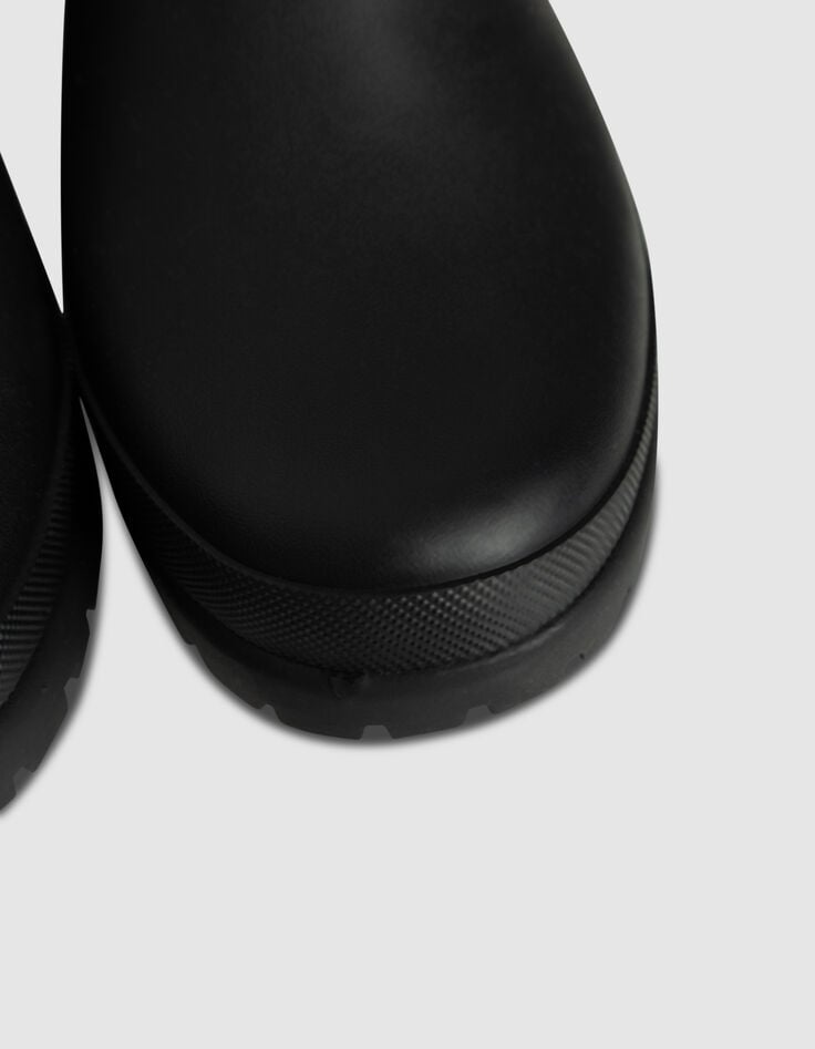 Schwarze Chelsea-Damengummistiefel Profilsohle-7 Schwarze Chelsea-Damengummistiefel Profilsohle-7