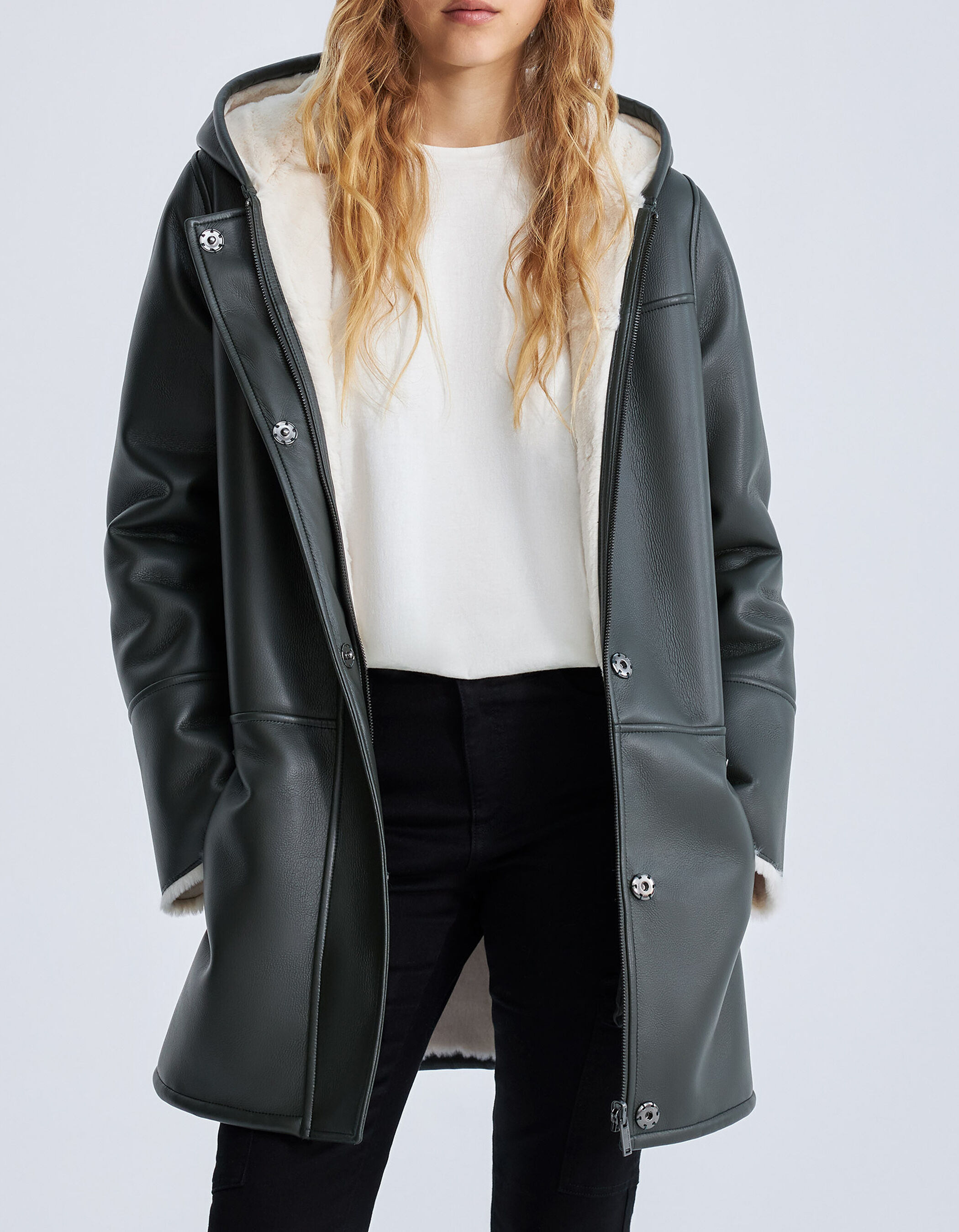 Manteau mi long lichen rock fourre Femme IKKS