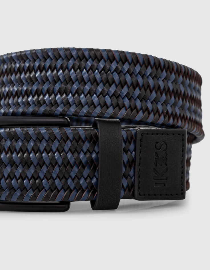 Ceinture noire tressée bleue garçon-2