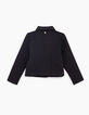 Cardigan noir esprit motard molleton matelassé fille-5