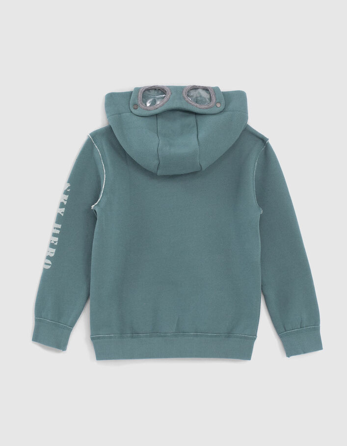 Boys’ stone green hoodie with goggles-4