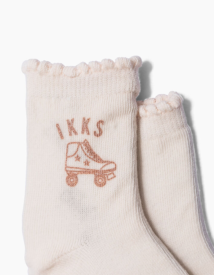 Calcetines rosa empolvado y gris bebé niña - IKKS