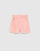 Short en jean p&ecirc;che ganses brod&eacute;es c&ocirc;t&eacute;s fille-1