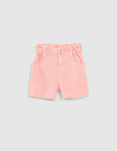 Short en jean p&ecirc;che ganses brod&eacute;es c&ocirc;t&eacute;s fille - IKKS