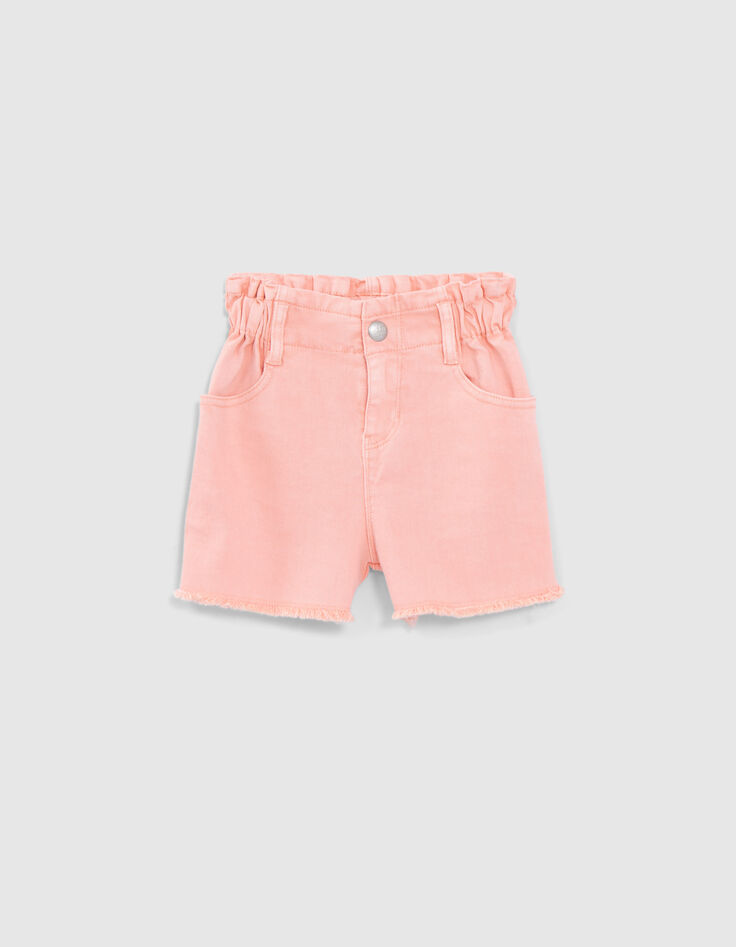 Short en jean p&ecirc;che ganses brod&eacute;es c&ocirc;t&eacute;s fille-1
